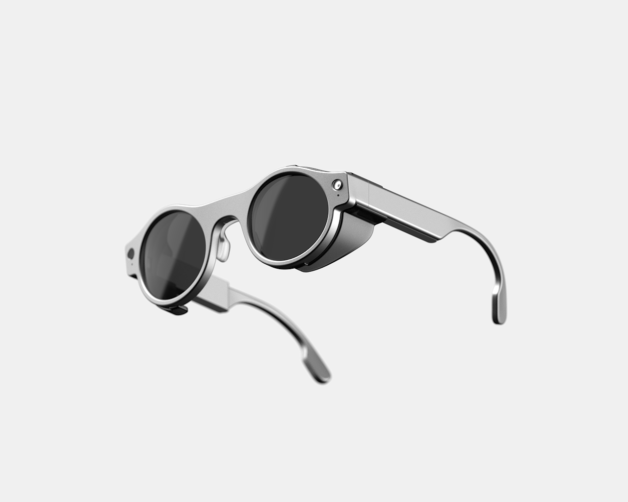 Angled front view of 8ight Pro smart camera glasses