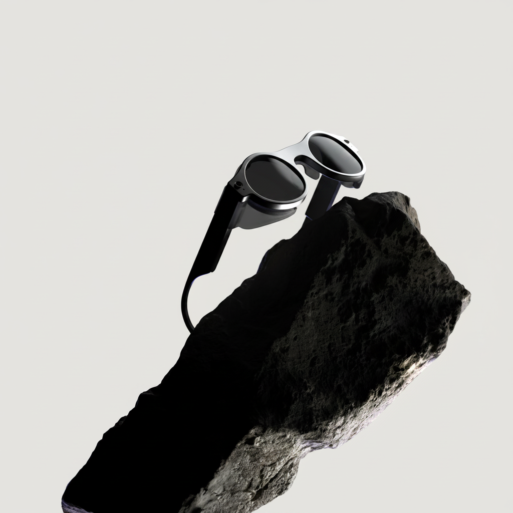 8ight Pro smart camera glasses on a rock surface