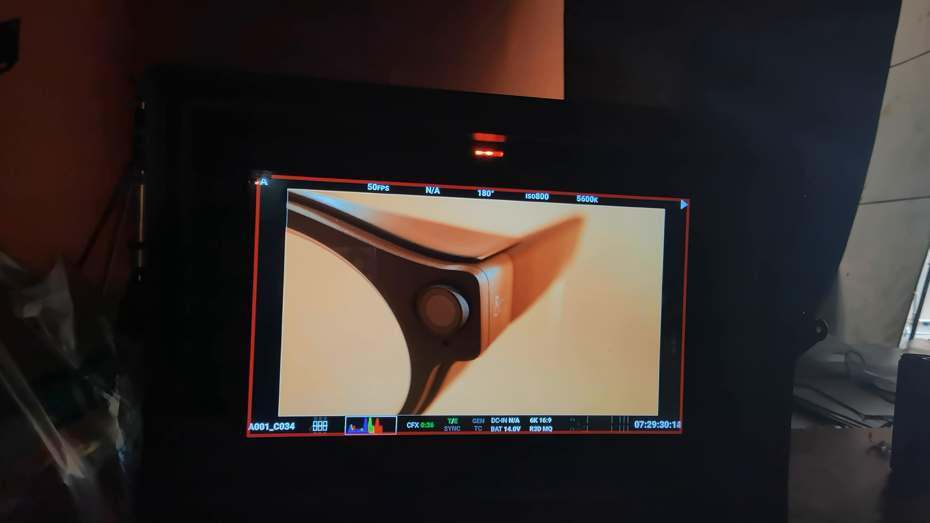 Close view of the hinge seam and round side module on 8ight camera glasses