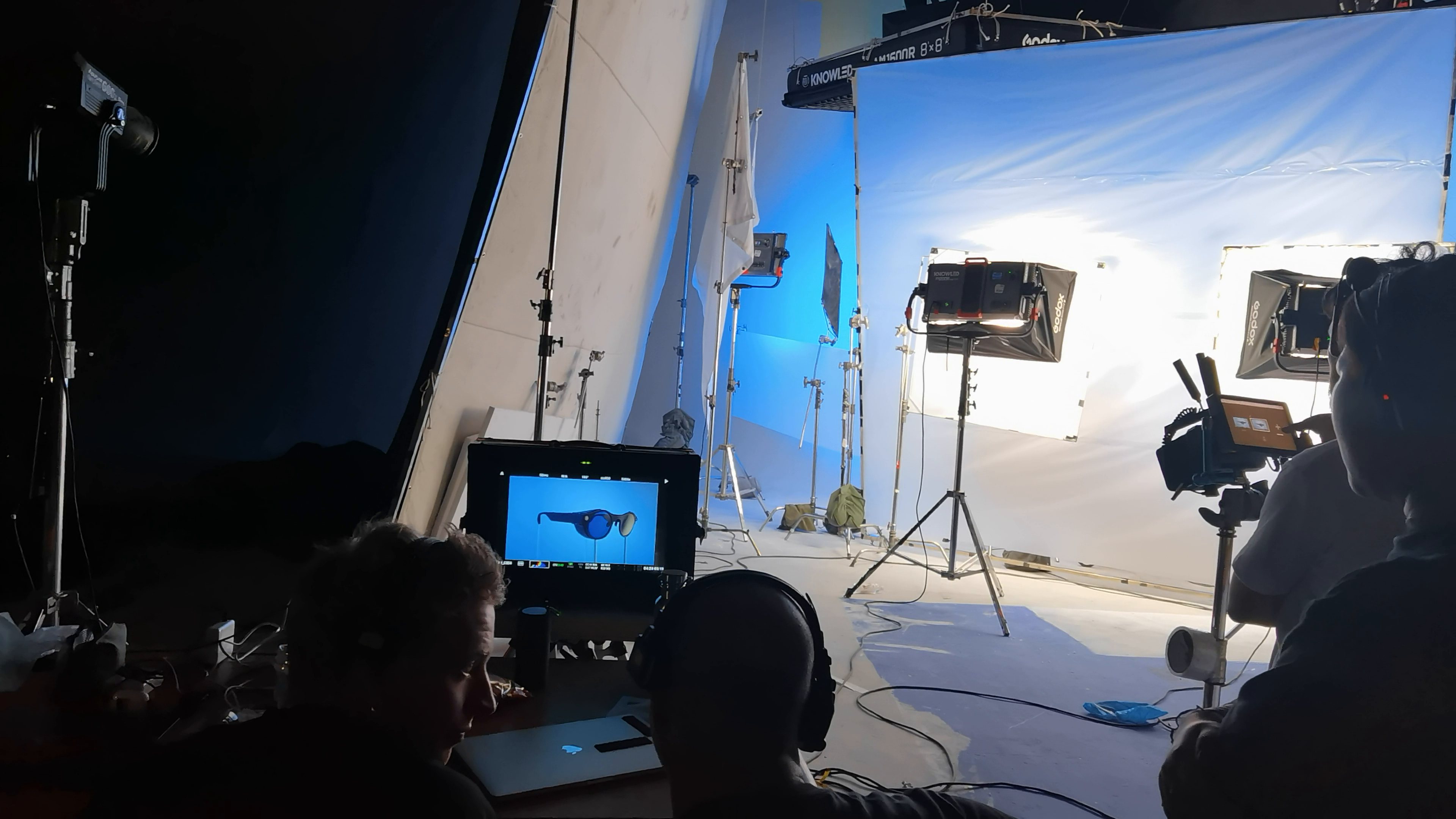 Camera-glasses product shoot on a professional studio set