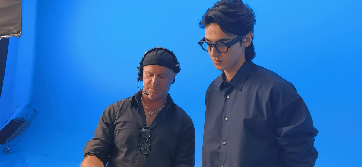 8ight crew lead and creator reviewing a take together