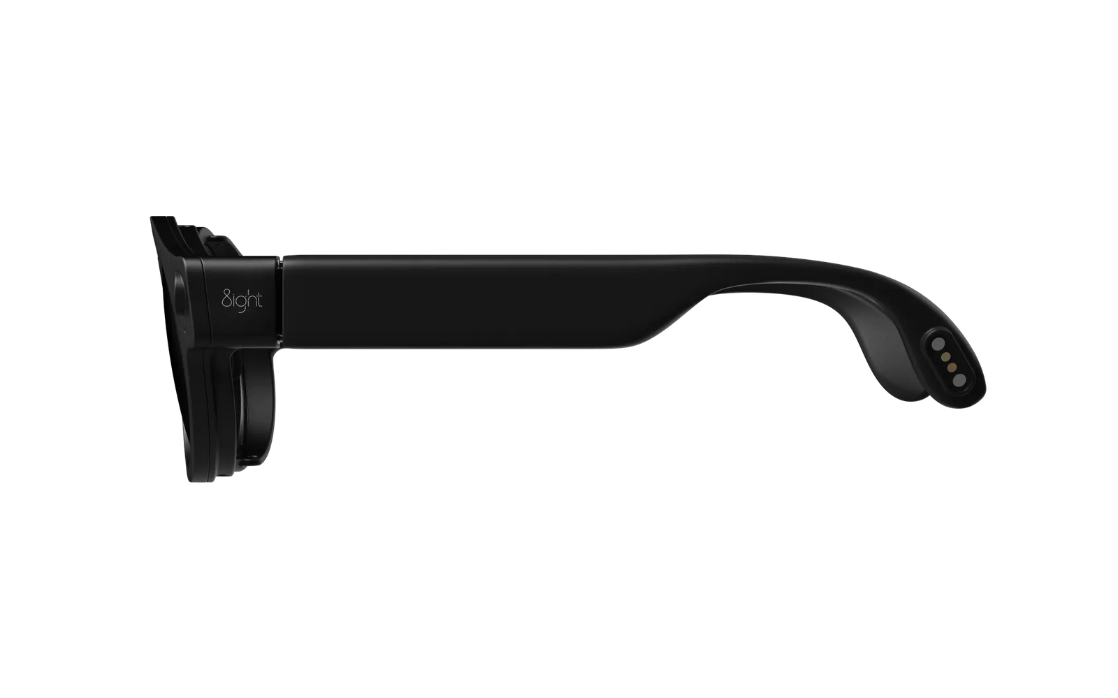 Side profile of black 8ight Pro camera glasses