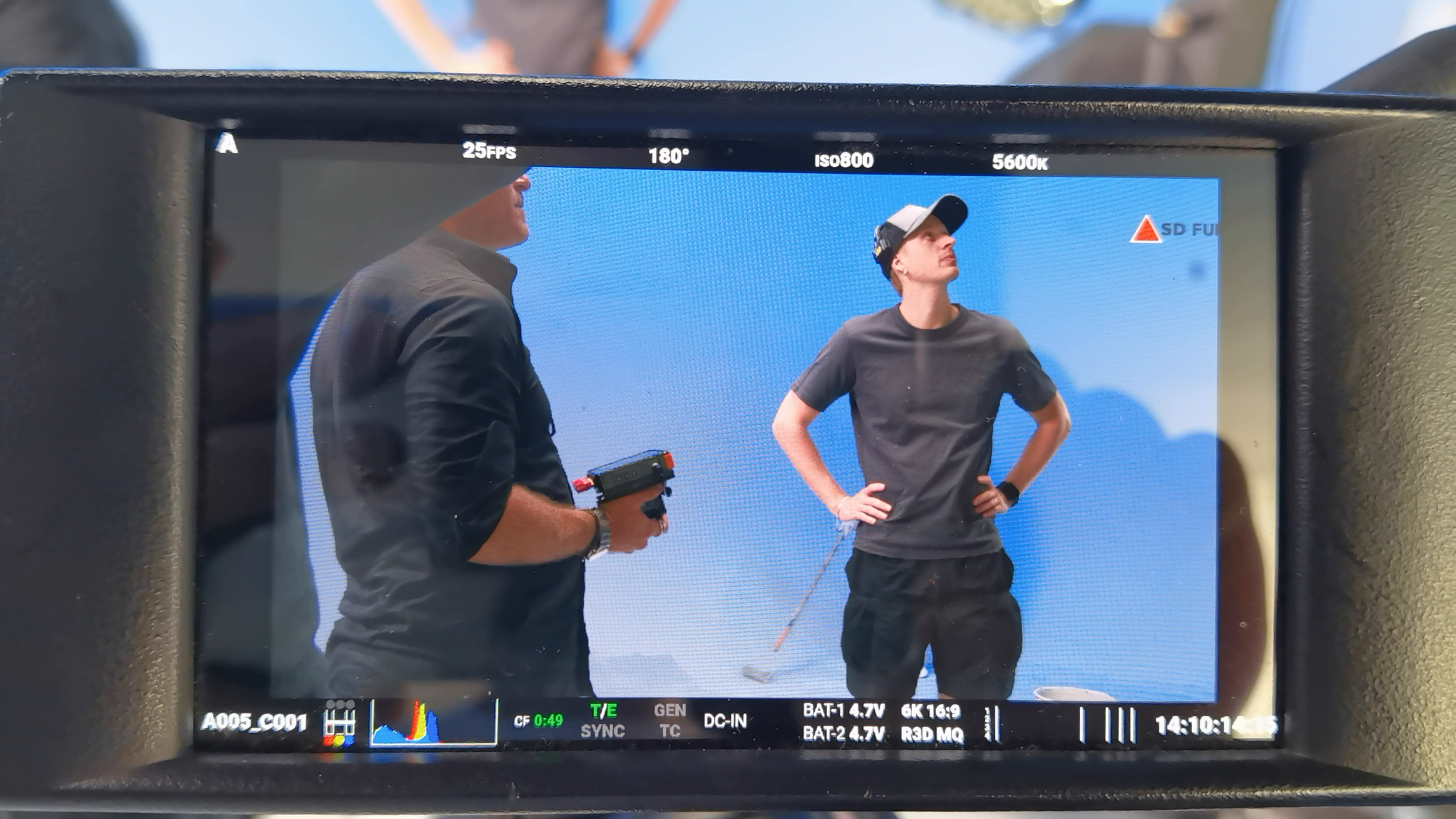 Production monitor showing clear talent framing during a live studio setup