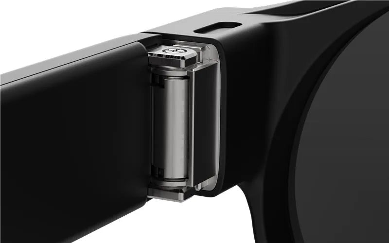 Close-up of the 8ight Pro smart glasses hinge mechanism